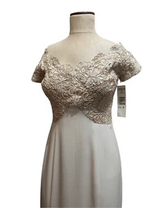 Vtg Jeffrey & Dara Evenings Tom Barra Ivory Gold Off Shoulder Formal Dress New 6 - Picture 1 of 10