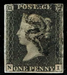 1840 1d Black Plate 8 NI 4m Black Maltese Cross STATE ONE VGU Cat. £525.00 - Picture 1 of 1
