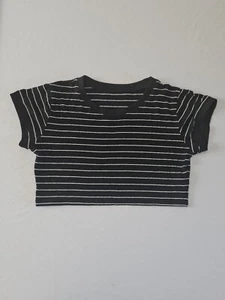 Ladies Cropped Tshirt Shein Size XL Short Sleeve Black Mix 9972 - Picture 1 of 10