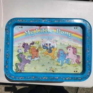 *Rare* Vintage My Little Pony 🌈 80’s Folding Metal Dinner Tray Set Of 2 MLP - Picture 1 of 9