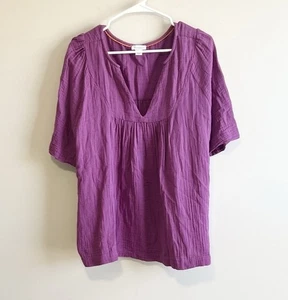 Sundance Damen V-Ausschnitt 100% Baumwolle Gaze Babydoll Bluse Lila Größe XL - Bild 1 von 4