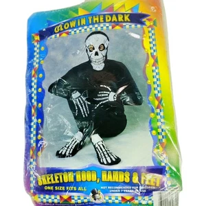 VTG Skeleton Mask Hands Feet Costume Glow In Dark Collegeville Imagineering New - Picture 1 of 8