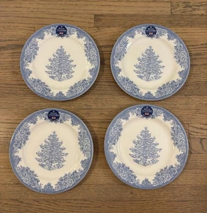 Royal Stafford Blue Christmas Tree Salat Dessert Teller 4er Set England NEU - Bild 1 von 3