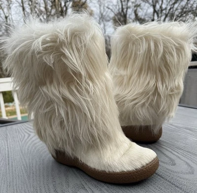 Vintage Pajar Goat Hair Fur Snow Boots 40 US-9 Made in Italy Eurosole Ski Yeti - Image 1 of 4