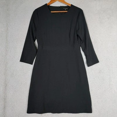 Vestido recto Banana Republic para mujer 8 negro doble cara cintura festoneada modesto Foto 1 de 4