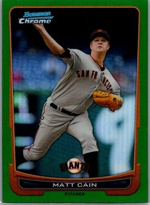 2012 Bowman Chrome #195 Matt Cain Green Refractors - Image 1 of 2