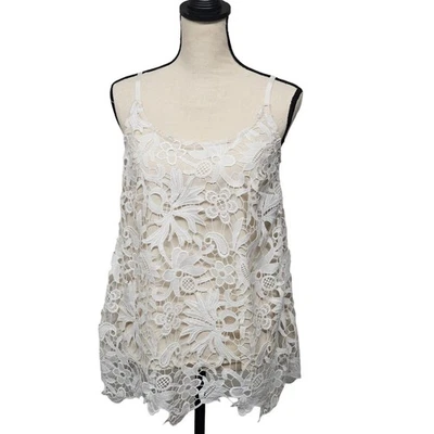 Túnica de hadas de encaje blanca recortada Cabi talla S festival boho niña limpia Cottagecore Foto 1 de 4