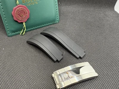 Ремешок резиновый подлинный 20 мм Rolex Oysterflex E-E 350501 с пряжкой с замком скольжения - Изображение 1 из 4