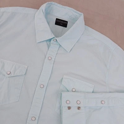 Camisa GoodLife Grande Para Hombre Western Snap Vaquero Verde Sarga Informal 22x27 Foto 1 de 4