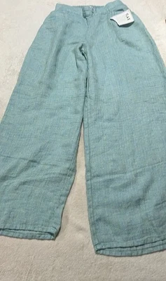 Flax Wide Leg Linen Green Long Palazzo Pants Size Small  - Image 1 of 4