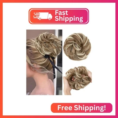 CJL HAIR Grande Peça de Cabelo Bagunçado Cão Ondulado Encaracolado Scrunchies Sintético Chignon Pony - Imagem 1 de 2
