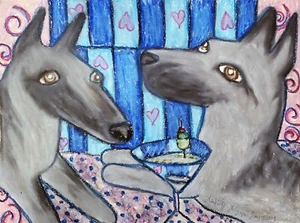BELGIAN MALINOIS Drinking a Martini Kunstdruck 8,5 x 11 Künstler KSams Hunde - Bild 1 von 2