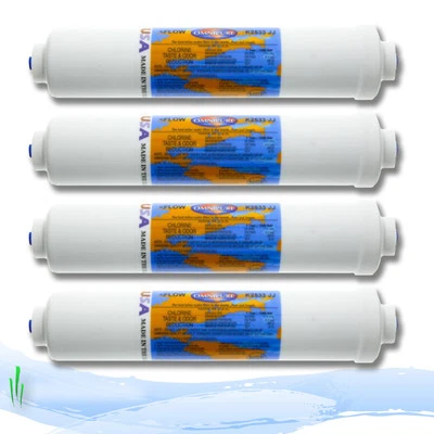 Omnipure In-Line Fridge Water Filter Cartirdge K2533JJ 1/4" Push Fit Fittings x4 - Image 1 of 3