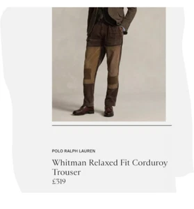 Polo Ralph Lauren Uomo Marrone The Whitman Pantaloni Relaxed Fit Cordini Pieghettati TR £319 - Foto 1 di 17