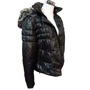 NEW Y2K Down Feather Filled Puffer Jacket Coat Zip Hood Smocking Medium by GUESS - Picture 1 of 19