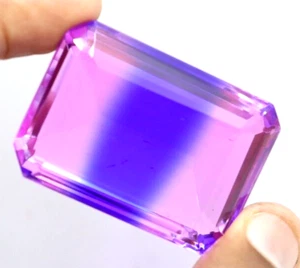 166 Ct Lab-Created Brazilian Multicolor Tourmaline Emerald Cut Loose Gemstone - Picture 1 of 7
