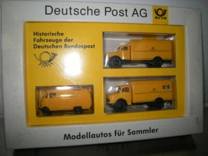 1:87 H0 Brekina serie 5 3x Mercedes-Benz Deutsche POST vagón de embalaje en embalaje original - Imagen 1 de 1