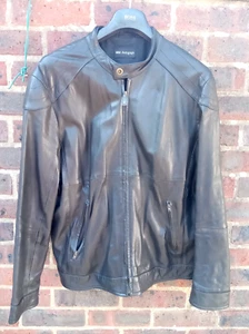 MARKS AND SPENCER AUTOGRAPH MENS BLACK LEATHER BIKER JACKET SIZE XL - Picture 1 of 3