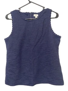 J.Crew Womens Top Size Medium Sleeveless Textured Navy - Picture 1 of 5