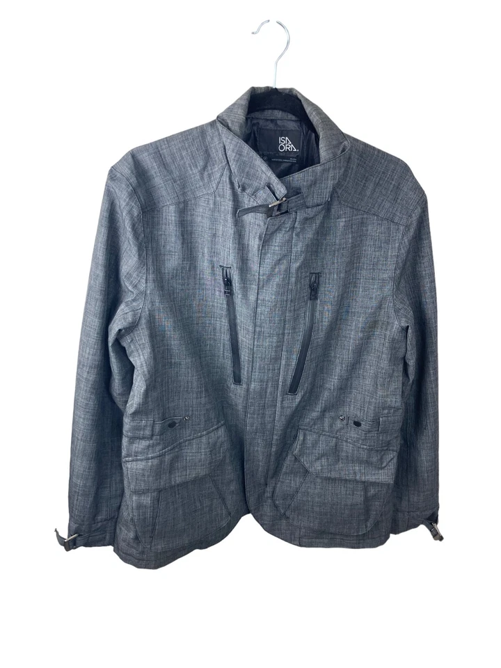 Chaqueta Isaora Gris Cremallera A Presión Hebilla Frontal Cremallera Bolsillos Talla Mediana Foto 1 de 4