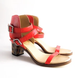 MM6 Maison Margiela Sandalias Cuero Rojo Estampado Leopardo Tacón Talla Eu 9 39 - Imagen 1 de 10