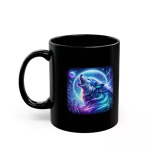 Wolf mug, Black mug, Black wolf mug, Coffee mug, Coffee cup, Mug gift - Picture 1 of 4