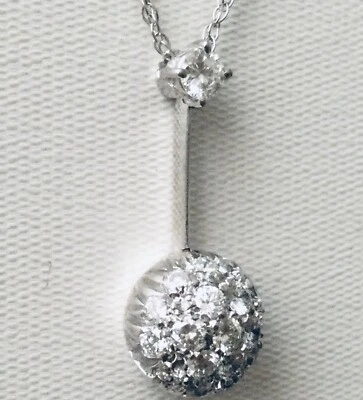 Conjunto de collar y pendientes de diamantes de 1,5 quilates de oro blanco de 14 K Foto 1 de 4