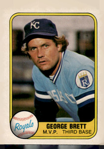 1981 Fleer #28a George Brett M.V.P. Third Base on front Near mint or better