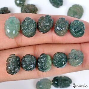 81.50 Ct Natural Untreated Green Onyx Ganesh Hand Carved Loose Jewelry Gemstone