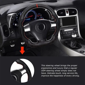 Real Carbon Fiber Leather Steering Wheel For Chevrolet Corvette C6 2007‑2013 NEW - Picture 1 of 13