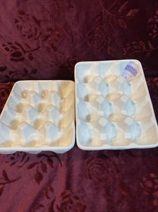 FARVAL Egg Holder Ceramic Carton Crate for 12 Eggs Portugal Set of 2 White - Picture 1 of 8