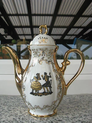 CAFETIERE  PORCELAINE BAVARIA MARQUIS MARQUISE  + DORURES 19,5 CM - Photo 1/2