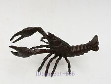 Collection Old China Bronze Carving Lobster Statue pen rack Family Decoration