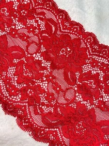 Lencería ELÁSTICA GALOON ELÁSTICA 3 yardas rojo cereza encaje 5,75" de ancho - Imagen 1 de 2