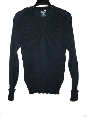 Citadel USAF Service Sweater Men 44 Blue Virgin Wool V-Neck Rib Knit Long Sleeve - Image 1 of 4