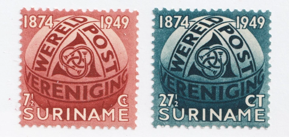 Surinam Sc# 238-9 1949 - 75 aniversario Unión Postal Universal. Juego MNH CV$12,00 Foto 1 de 1