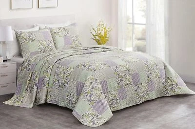 Chezmoi Collection Daisy 3-Piece Printed Patchwork Quilt Set - Purple Butterf... - Image 1 of 4