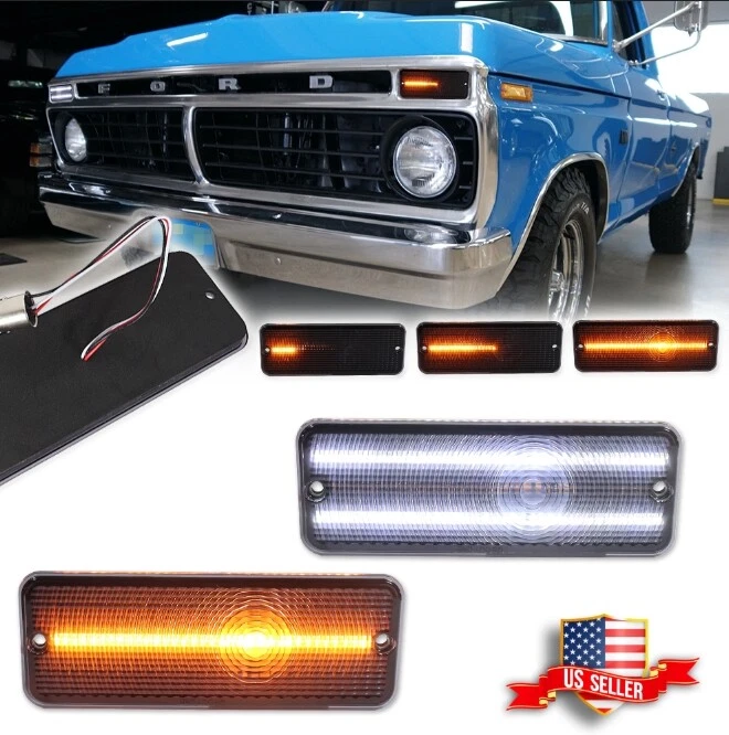 2 Smoke Switchback LED Parking Signal Light Lenses For 1974-1977 Ford F-100 F100 - Image 1 of 4
