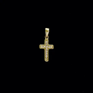9ct Yellow Gold Little Diamond Cross Pendant (0.07ct) - Optional Chain - Picture 1 of 5