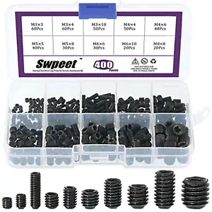 400 Pcs Allen Head Socket Hex Grub Screw Assortment Kit Including 10 Sizes Set - Picture 1 of 10