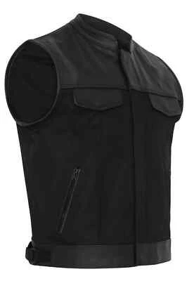 Chaleco de moto de mezclilla para hombre Cordura de tela Club cuero genuino cortado Foto 1 de 3