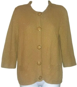 Evan-Picone Gold Knitted Sweater w/Metallic Threading, Petite Large - Picture 1 of 11