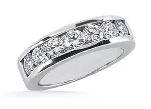 7 Round Diamond Anniversary Wedding Ring 18k Gold Channel Band 0.25 each 1.75 ct - Picture 1 of 3