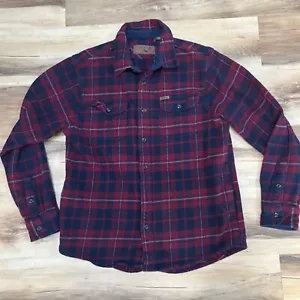Camicia Orvis perfetta flanella uomo media pesante cotone tartan plaid rosso blu navy - Foto 1 di 8