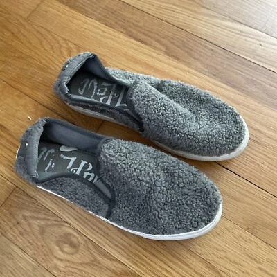 Мокасины MADPOLE Mad Love for J Crew темно-серые пушистые флисовые плоские 9 ❤️kwh2j1 - Изображение 1 из 4