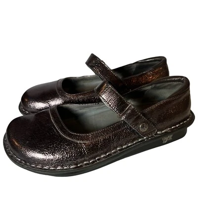 Algeria Bronze Metallic Wrinkle Belle Mary Jane Flats Adjustable Strap Comfort  - Image 1 of 4