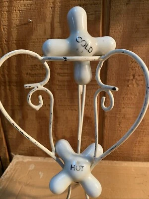 Pair of Antique Porcelain Hot & Cold Knobs No Chips - ~2.5in Diagonal Length - Image 1 of 4