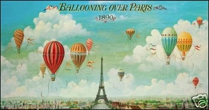 Ballooning Over Paris Circa 1890 – Vintage Parisian Art – Archival Print - Picture 1 of 1