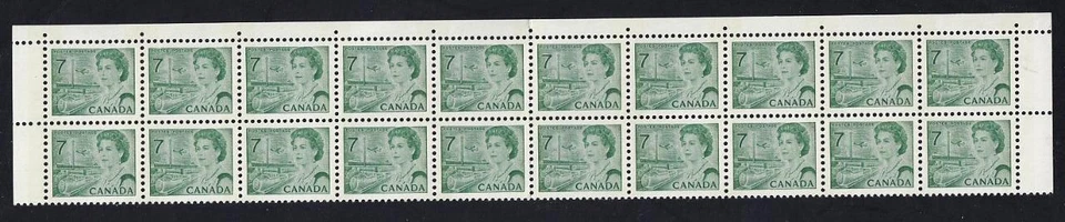 Canada 1971 QEII 7c Centennial, MNH W2B tagged blank upper strip, sc#543p DEX - Image 1 of 1
