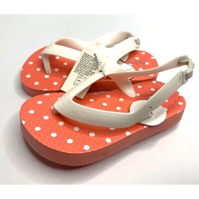 Sandalias chanclas antiguas azul marino para niñas pequeñas talla 6 naranja blanco lunares Foto 1 de 4
